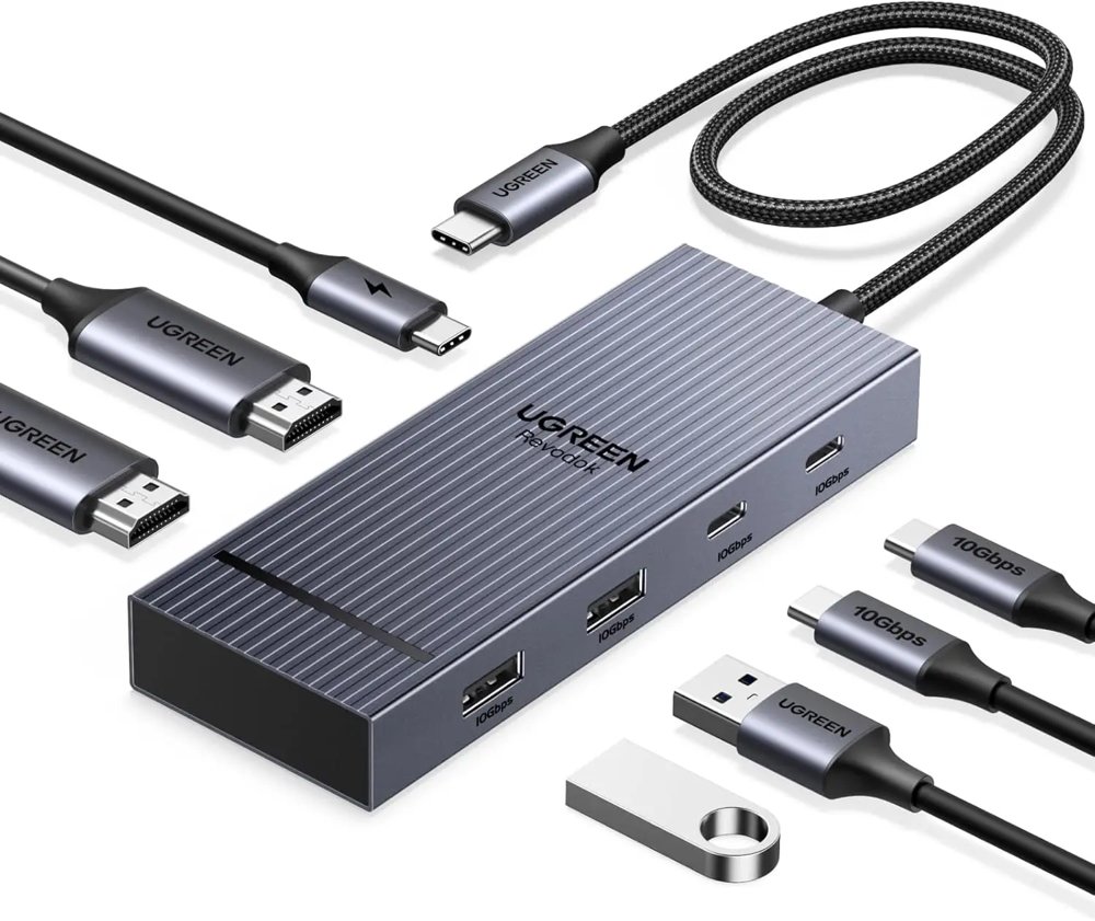 תחנת עגינה UGREEN 7 ב-1 2xHDMI 100W 45365