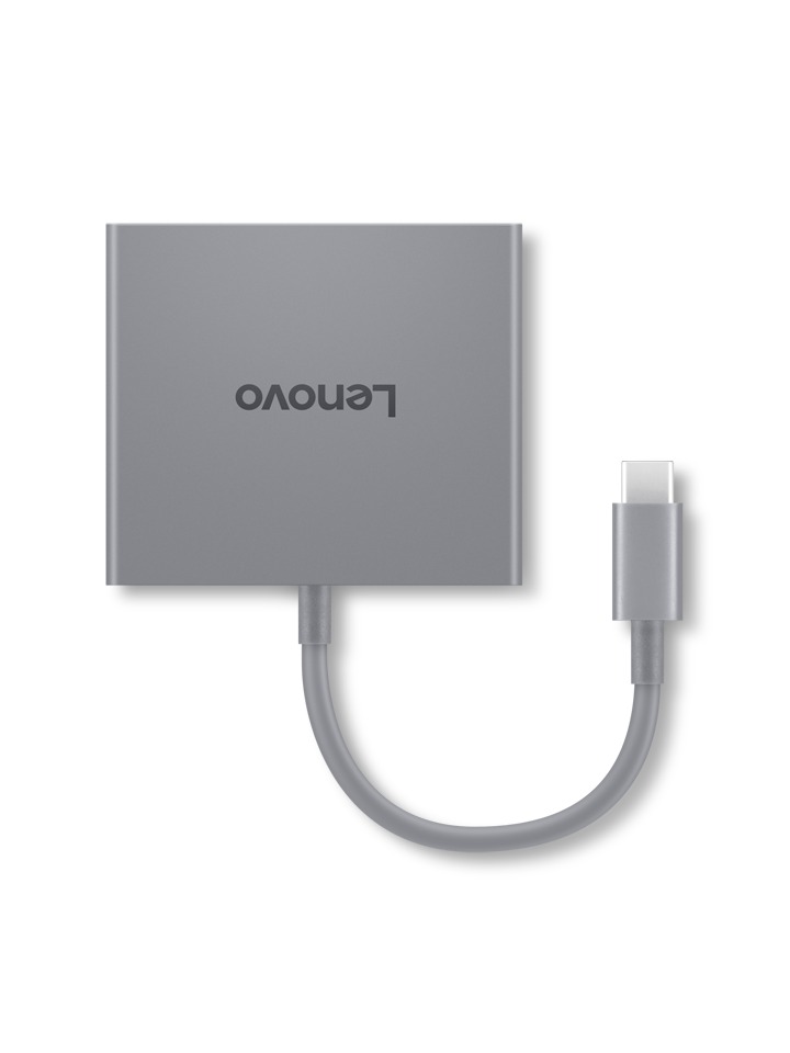 מפצל USB-C- Lenovo USB-C 4-in-1 Hub Gen2 Luna Grey