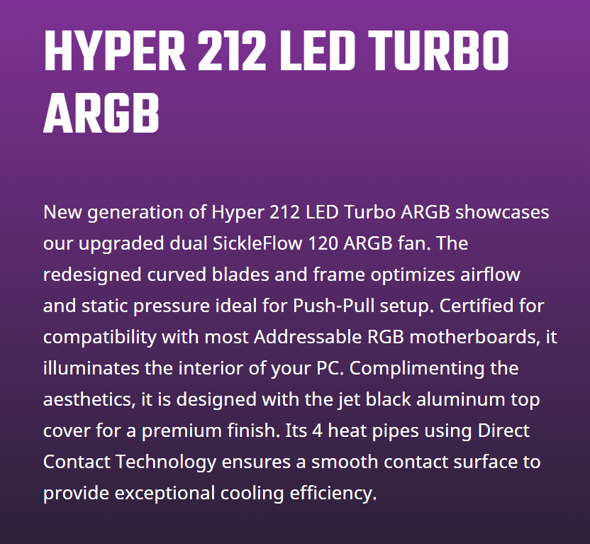 קירור אוויר למעבד Cooler Master Hyper 212 ARGB 120mm